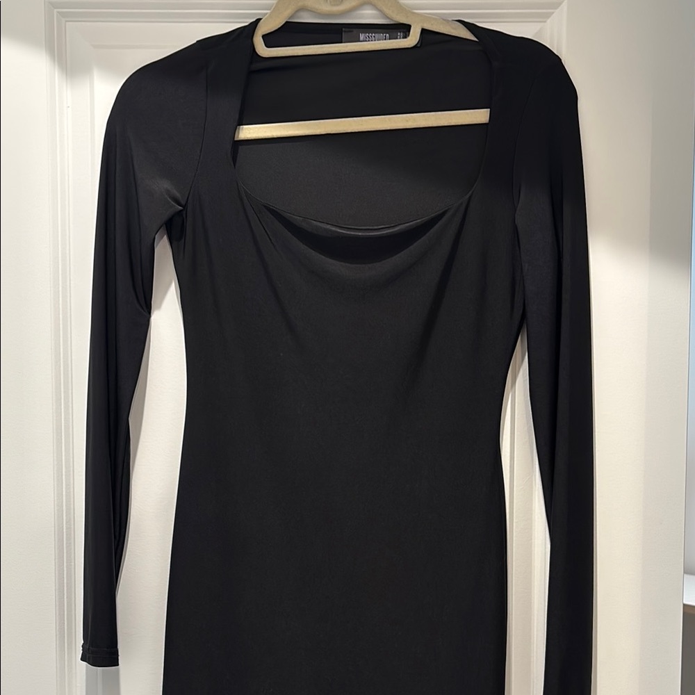 Missguided Black Long Sleeve Cowl Neck Dress